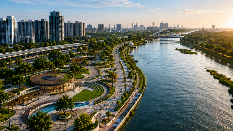 Proposed Noida Hindon Riverfront development along the Hindon River